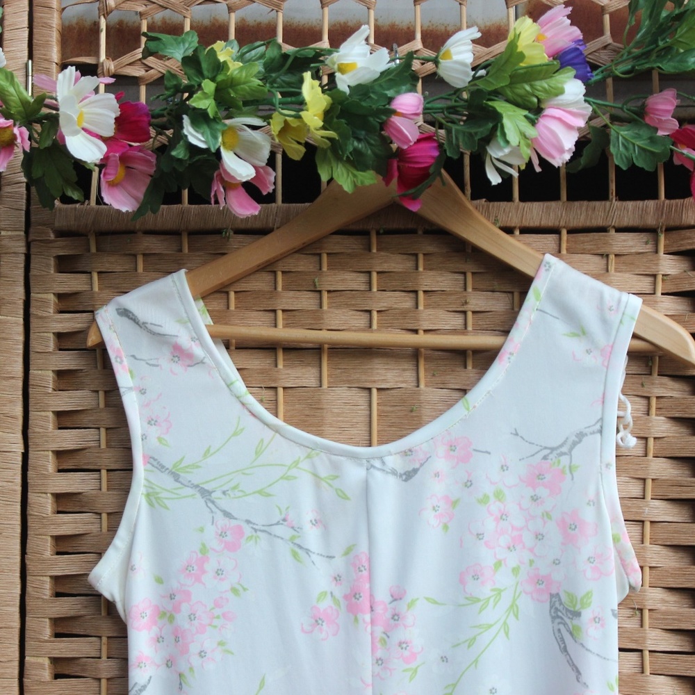Vintage 1970s Pink Cherry Blossom Dress